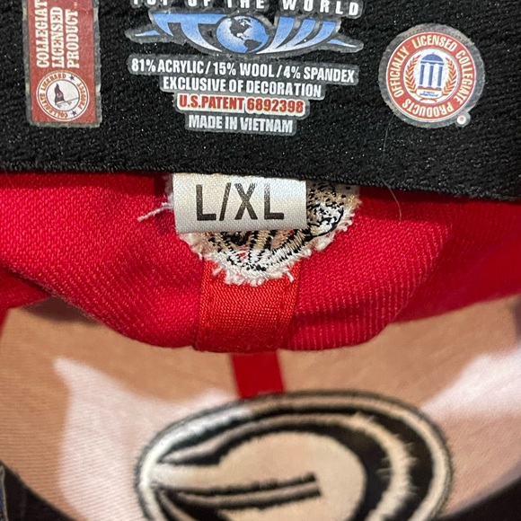 Red Georgia Bulldogs Hat Cap Fitted L/XL Top Of The World SEC NCAA Football - Picture 6 of 7
